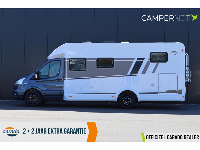 Carado T447 Edition 26 165pk Automaat | Lengtebedden | Luifel | Hefbed | Gescheiden douche | Fietsendrager | 12'' Ford multimediasystee foto: 2
