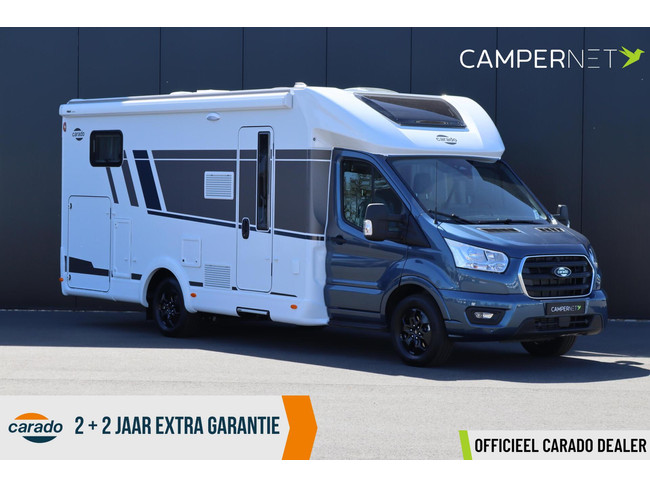 Carado T447 Edition 26 165pk Automaat | Lengtebedden | Luifel | Hefbed | Gescheiden douche | Fietsendrager | 12'' Ford multimediasystee
