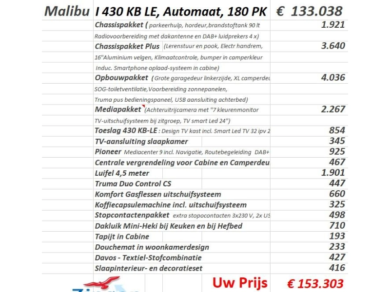 Malibu T 430 KB LE L&auml;ngs-/Hubbett Automatik Foto: 1