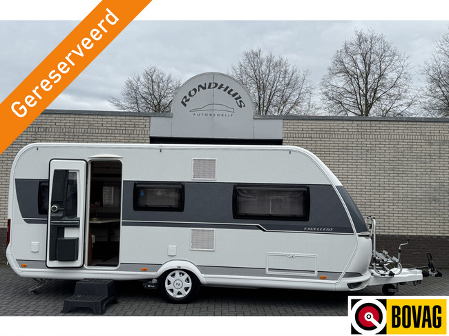 Hobby Excellent 495 UL met enkele bedden **Mover/Fietsendrager/Luifeltent/1e eigenaar/Zeer nette caravan**