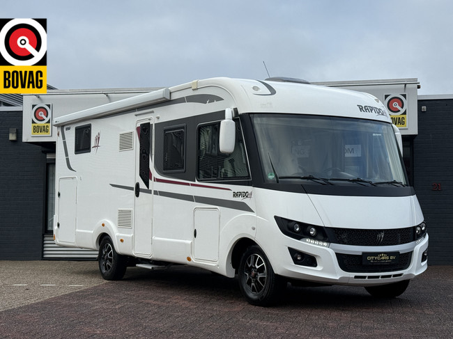RAPIDO 896 F 160 PK face to face slechts 12.000 dkm Queensbed+hefbed luifel 2x tv camera grote garage dakairco Truma hordeur