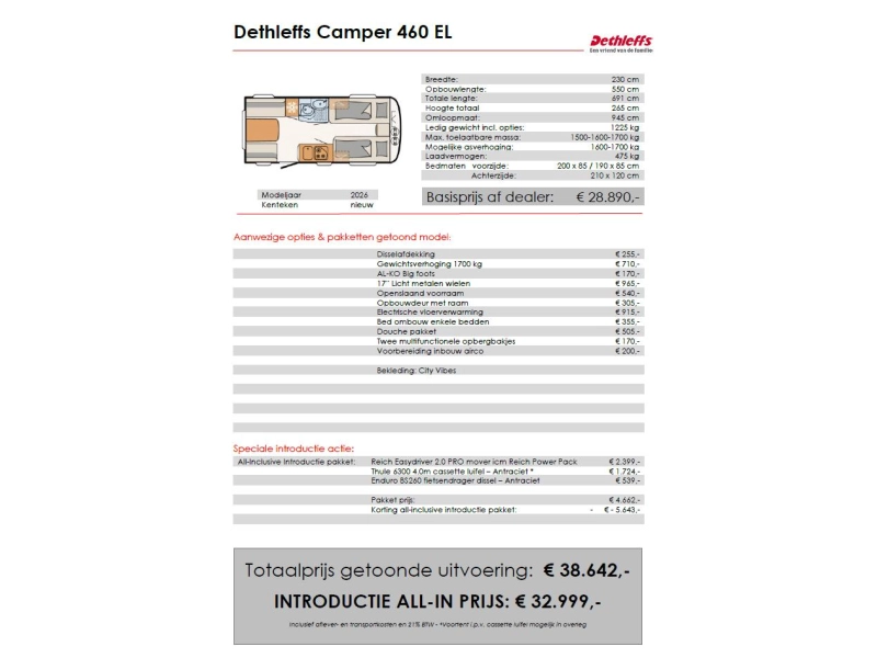 Dethleffs Camper 460 EL MOVER-LUIFEL-FIETSENDRGR 