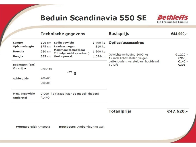 Dethleffs Beduin Scandinavia 550 SE GRATIS MOVER & AIRCO  foto: 2