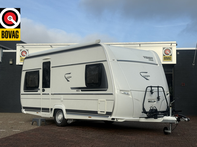 Caravane Fendt SAPHIR 465, lit coulissant français, auvent Enduro, porte moustiquaire, TV