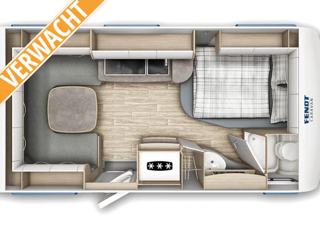Lit français Fendt Bianco Activ 445 SFB avec auvent Thule